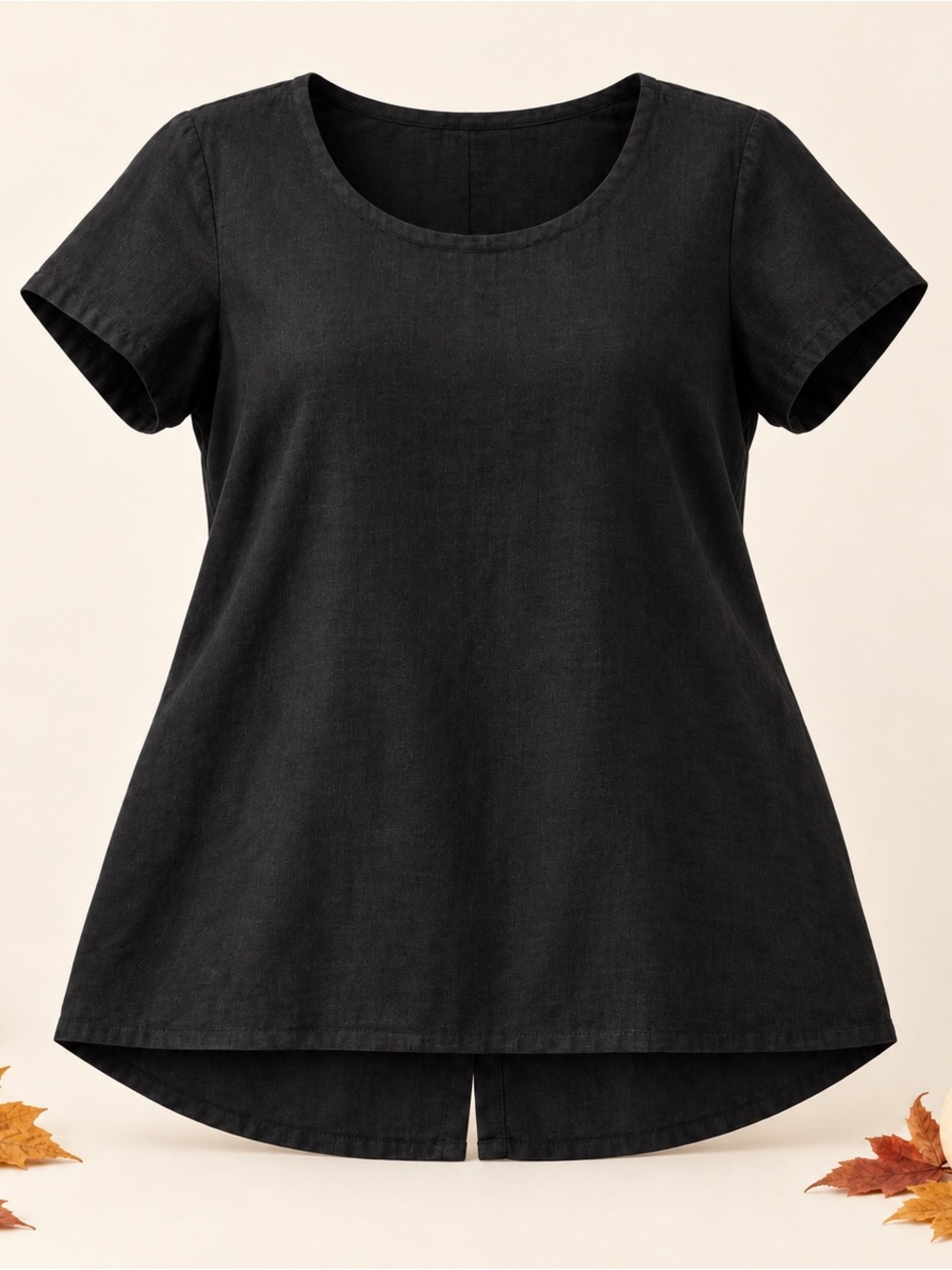Flax 100% Linen Button-Back High-Low Top